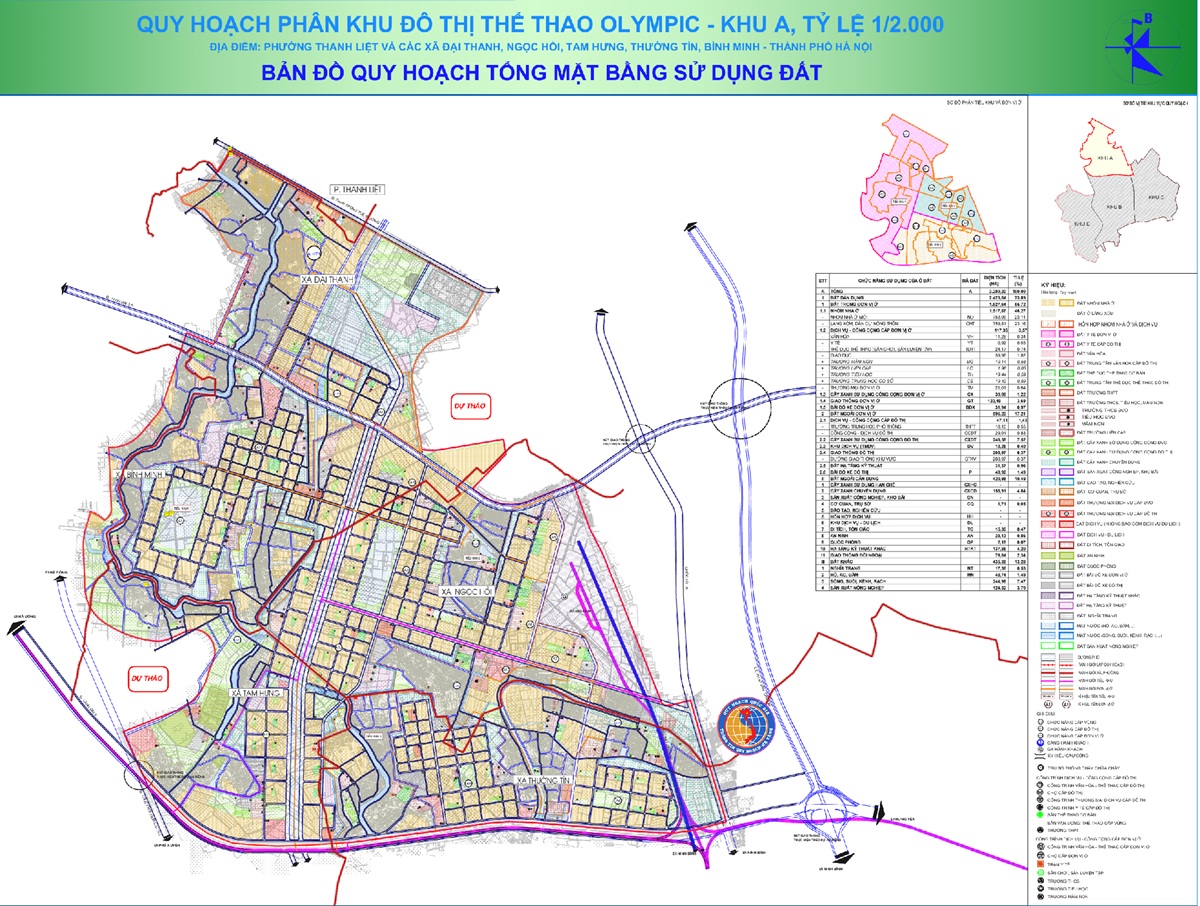 Quy hoạch mặt bằng sử dụng đất Phân khu A Vinhomes Olympic Hà Nội